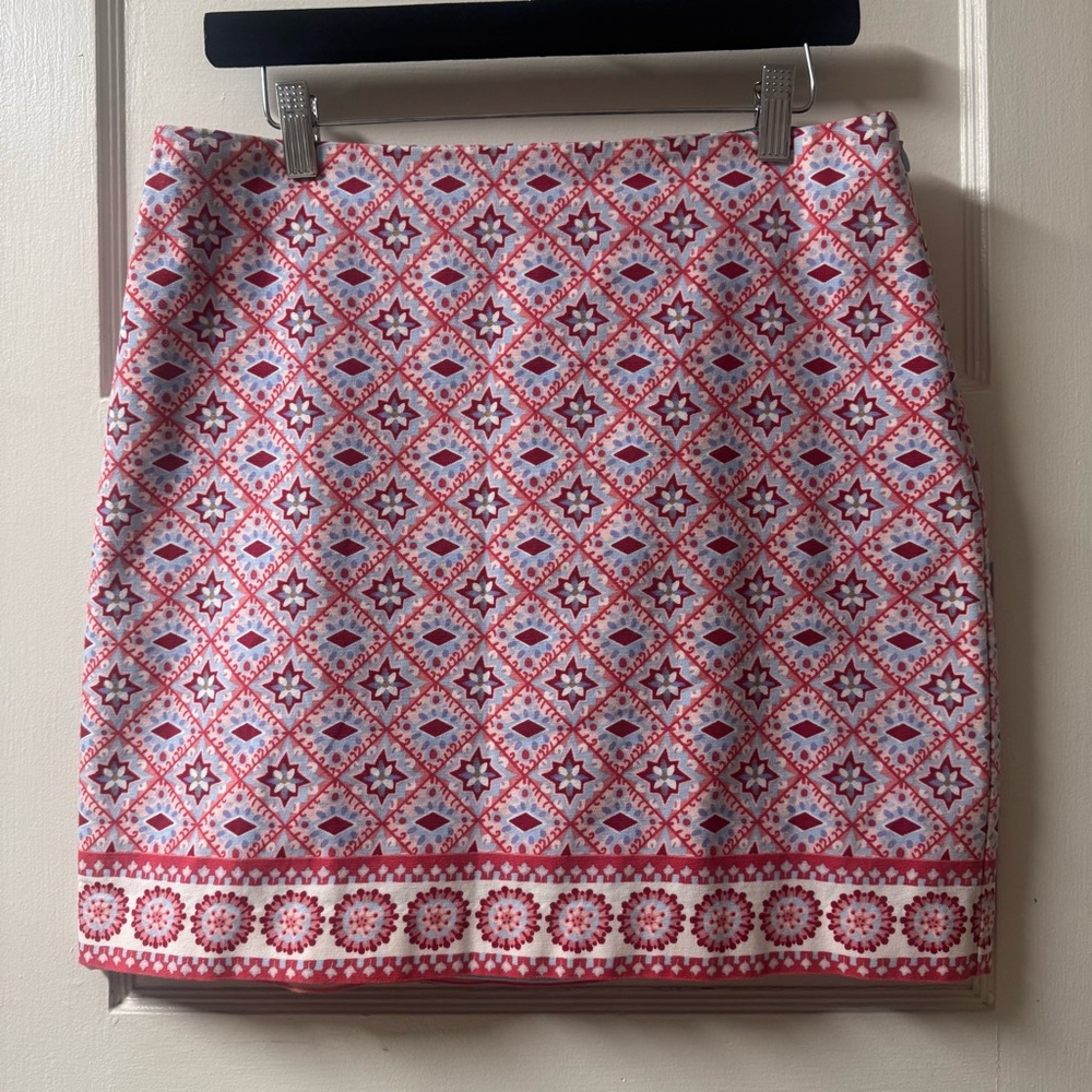 Talbots Pink and White Geometric Cotton Skirt